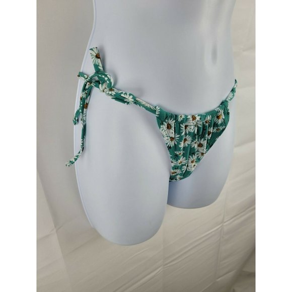 Xhilaration Juniors Cheeky String Bikini Bottom Turquoise Floral Size XS - Picture 2 of 6